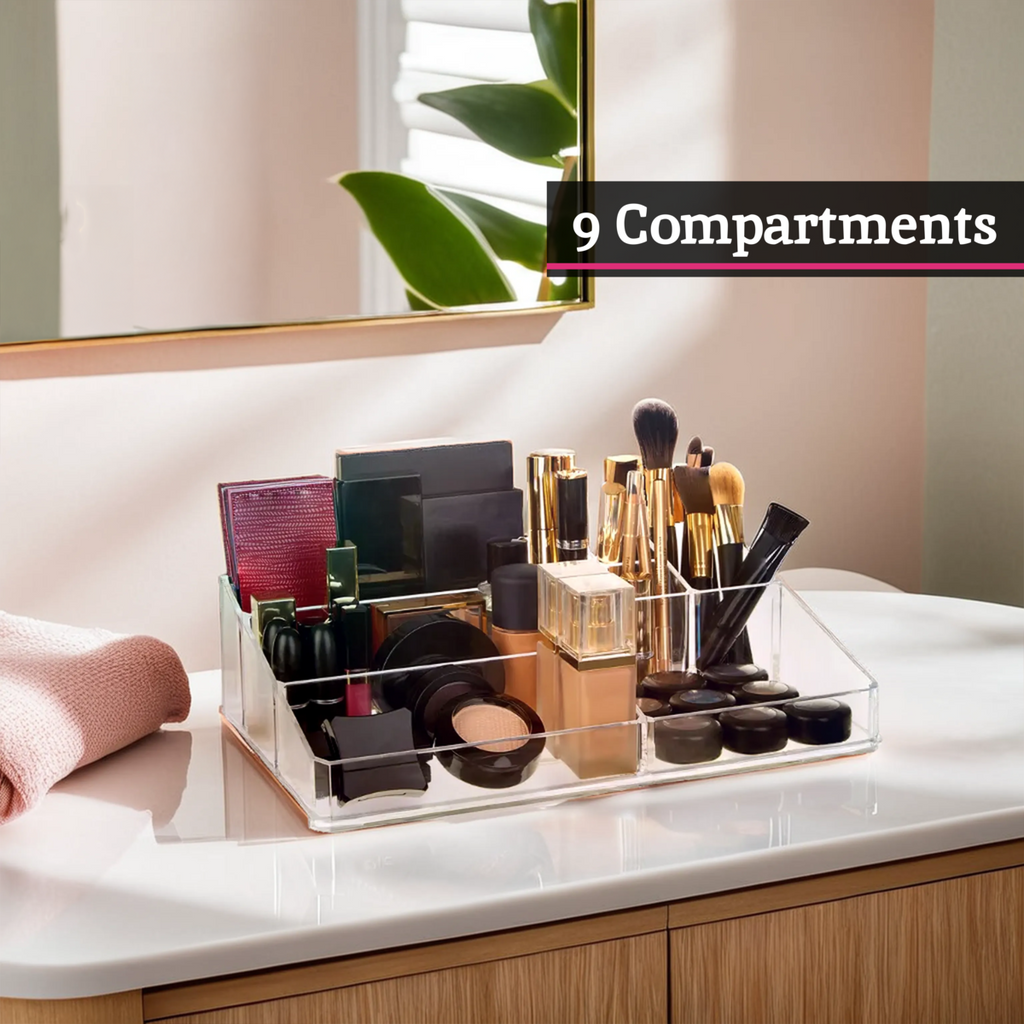 9 Compartment Cosmetics Clear Organiser