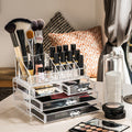16 Compartment Cosmetics Clear Organiser with Drawers