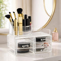8 Compartments Clear Cosmetics Organiser with 4 Drawers