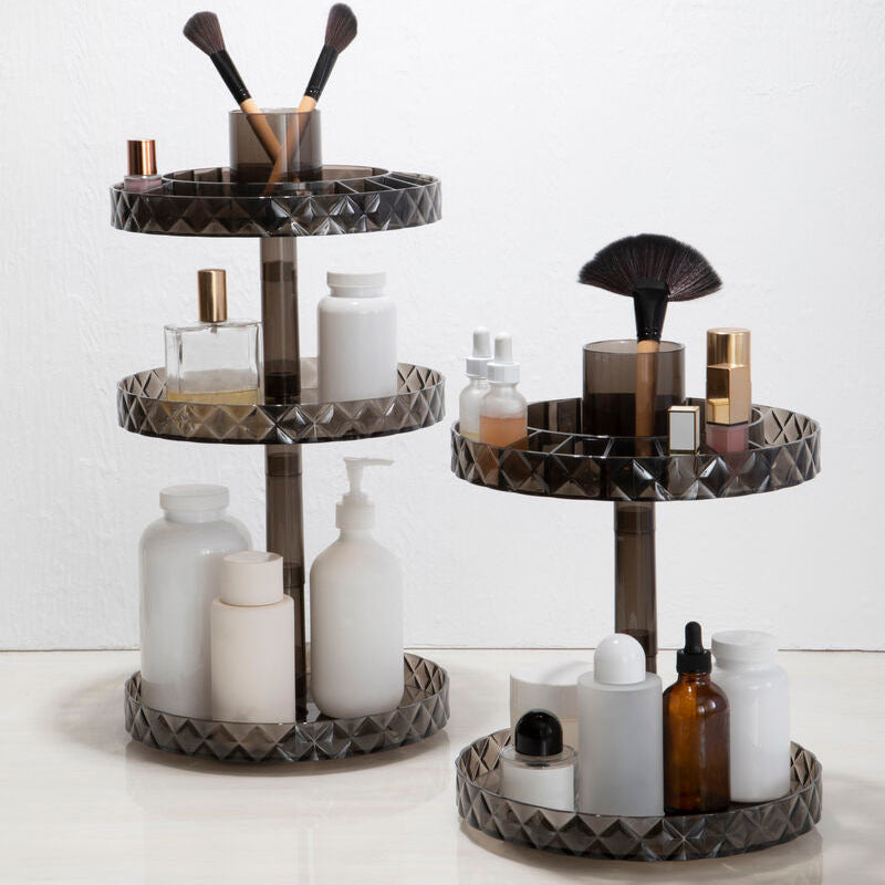 Two Tier Revolving Black Cosmetic Organiser