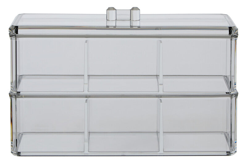 Six Compartment Clear Plastic Cosmetics Organiser