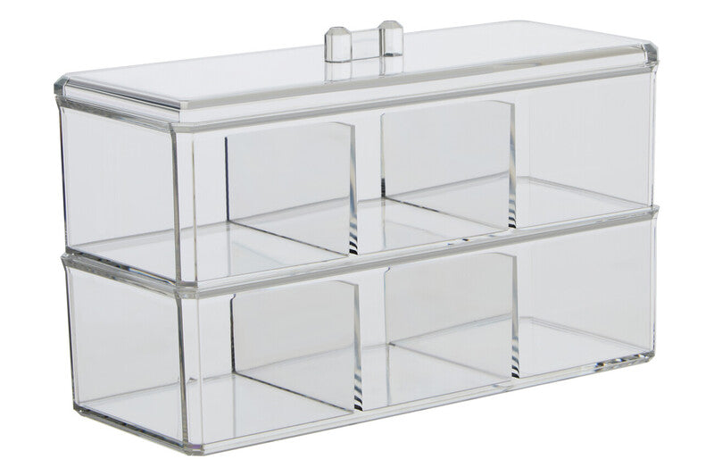 Six Compartment Clear Plastic Cosmetics Organiser