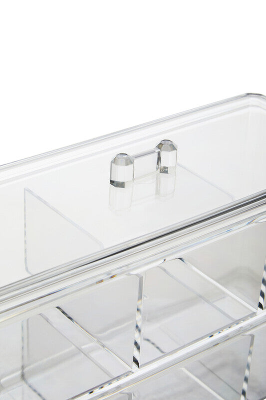 Six Compartment Clear Plastic Cosmetics Organiser