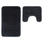 Charcoal Grey Bath and Pedestal Mat Set