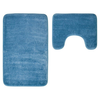 Denim Blue Bath and Pedestal Mat Set
