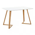Scandinavian-inspired Dining Table -Easy Clean Wooden Table Top with Wooden Legs White