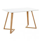 Scandinavian-inspired Dining Table -Easy Clean Wooden Table Top with Wooden Legs White