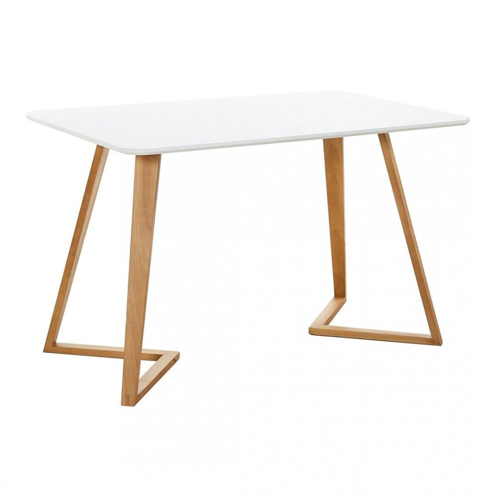Scandinavian-inspired Dining Table -Easy Clean Wooden Table Top with Wooden Legs White
