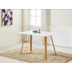 Scandinavian-inspired Dining Table -Easy Clean Wooden Table Top with Wooden Legs