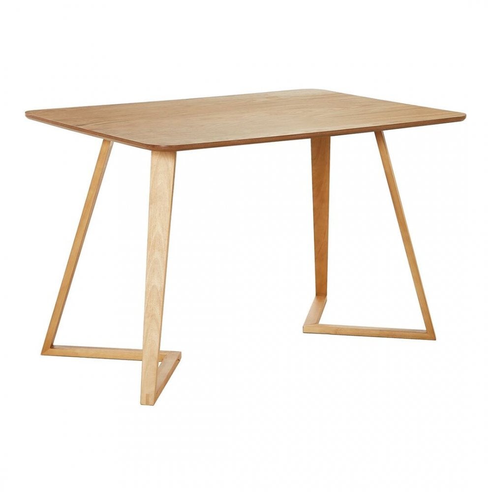 Scandinavian-inspired Dining Table -Easy Clean Wooden Table Top with Wooden Legs Oak Effect Veneer