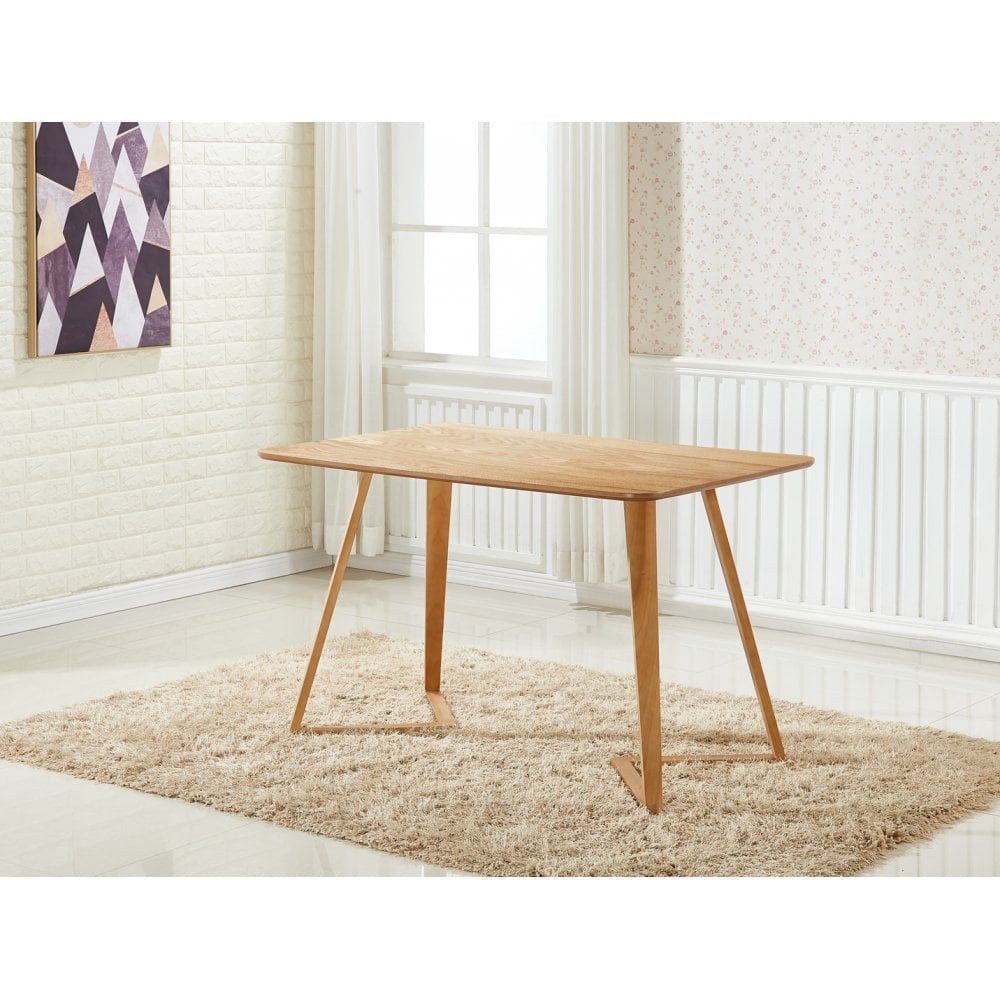 Scandinavian-inspired Dining Table -Easy Clean Wooden Table Top with Wooden Legs