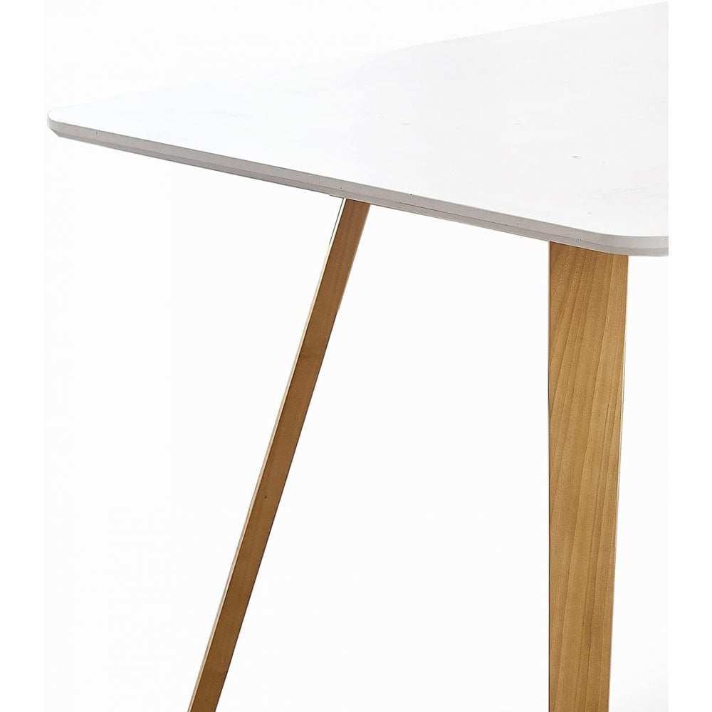 Scandinavian-inspired Dining Table -Easy Clean Wooden Table Top with Wooden Legs