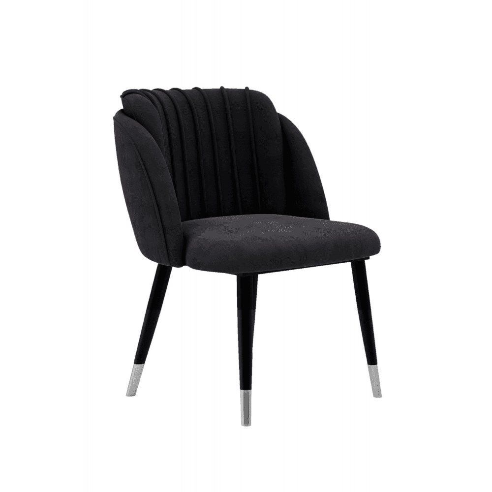 velvet dining chair Black Single