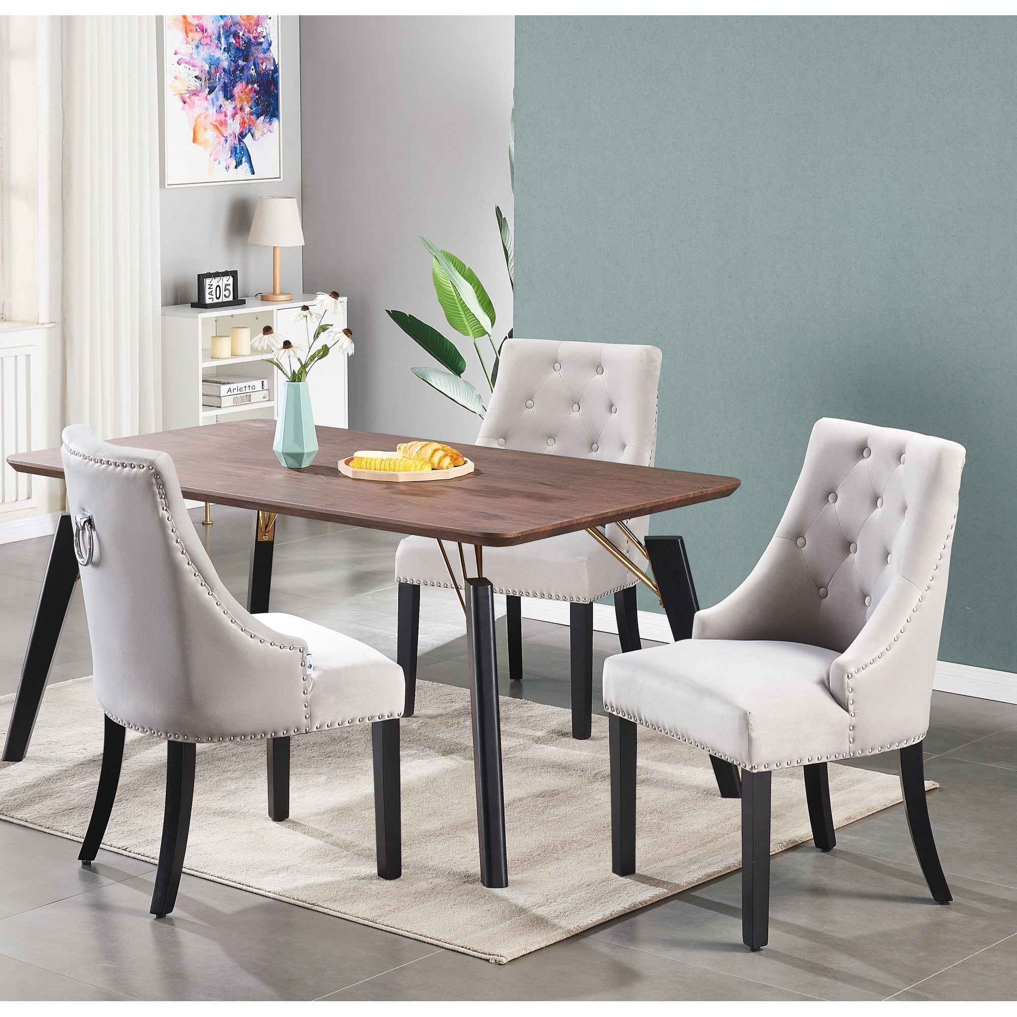 Cosmo Lux Dining Set | a Walnut Table and Set of 4 Chairs