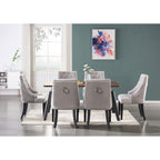 Cosmo Lux Dining Set | a Walnut Table and Set of 6 Chairs Light Grey