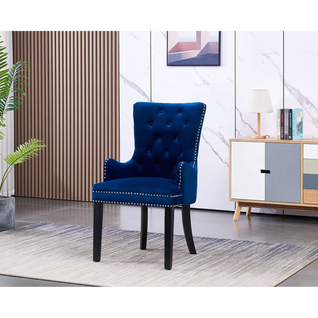 LUX Knocker Back Velvet Dining Chair w/ Armrests