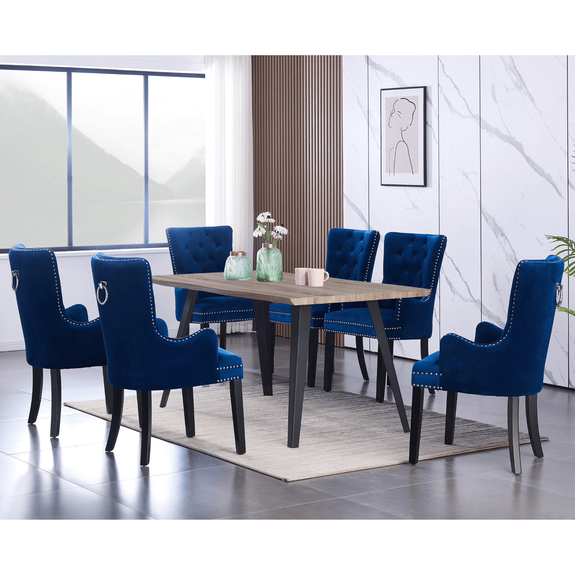 LUX Knocker Back Velvet Dining Chair w/ Armrests