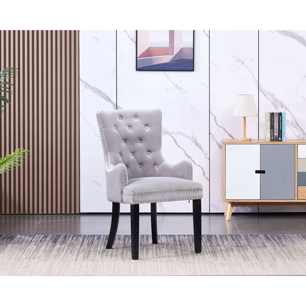 LUX Knocker Back Velvet Dining Chair w/ Armrests