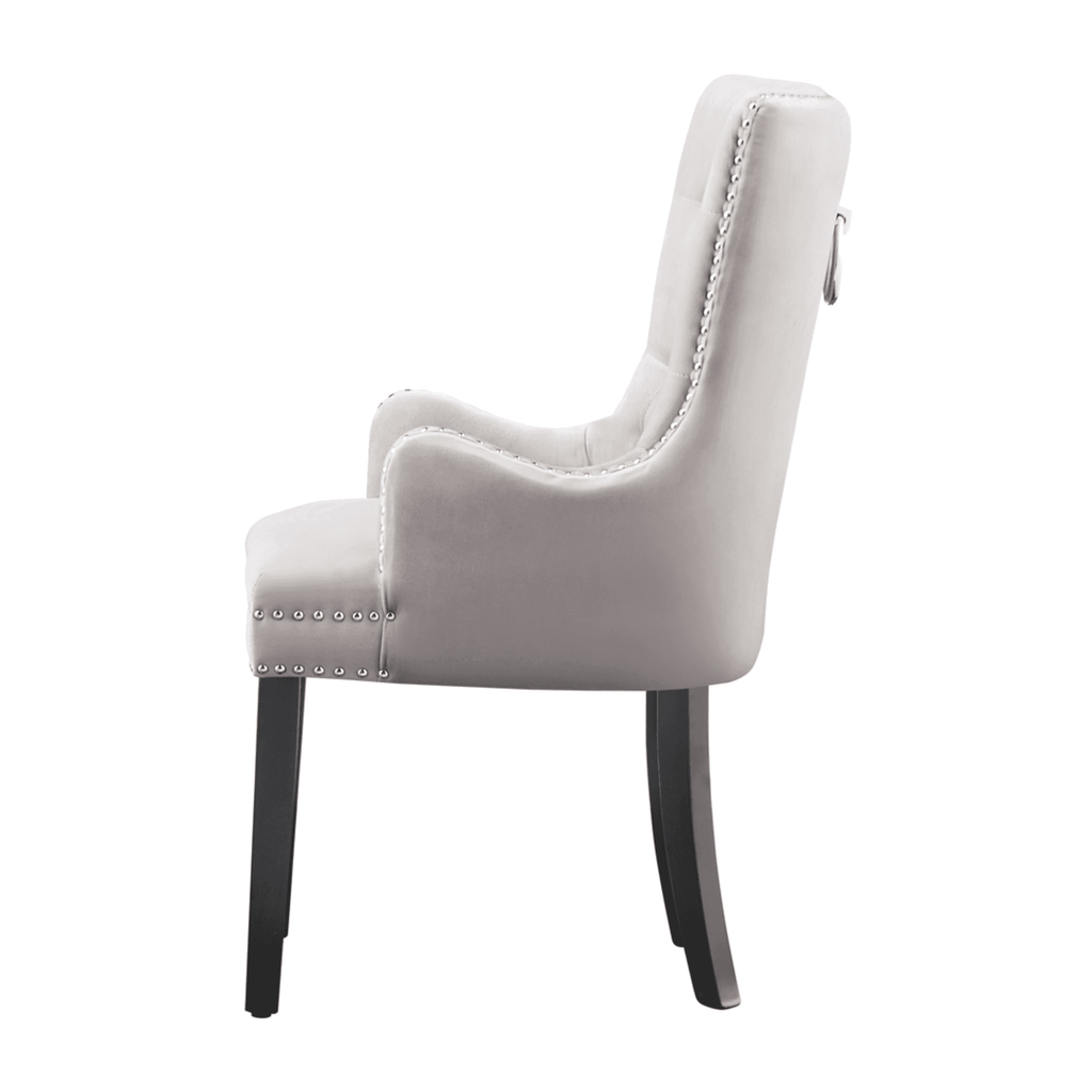 LUX Knocker Back Velvet Dining Chair w/ Armrests