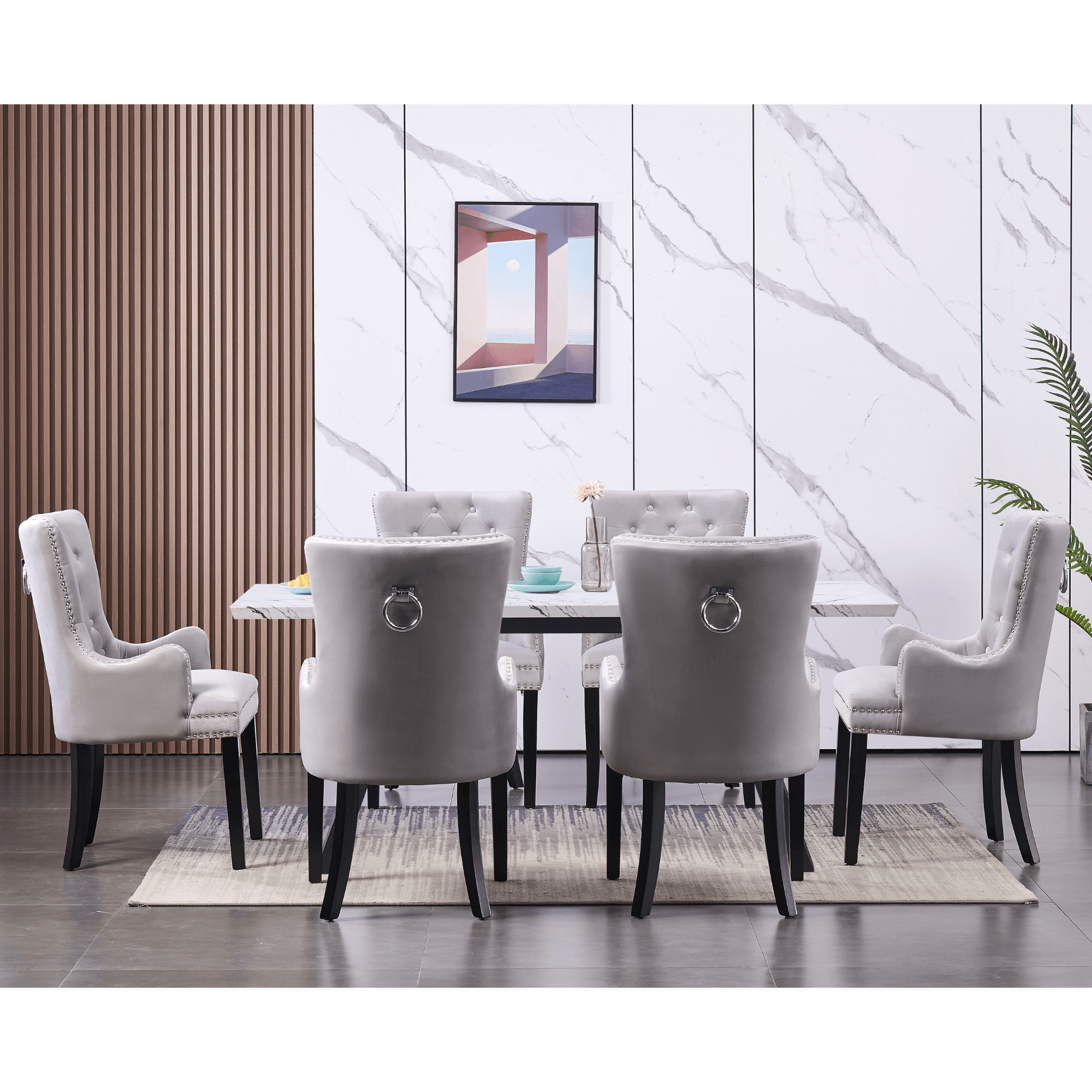 LUX Knocker Back Velvet Dining Chair w/ Armrests