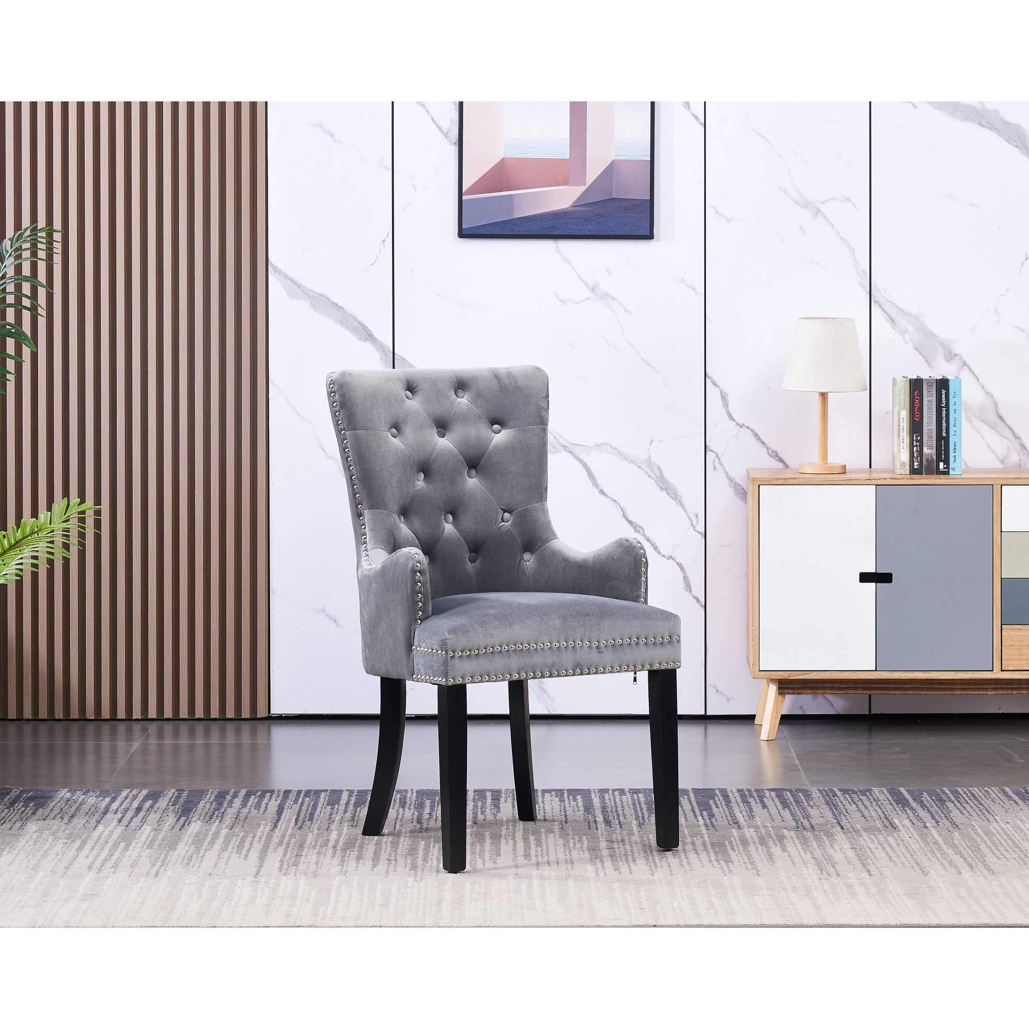 LUX Knocker Back Velvet Dining Chair w/ Armrests