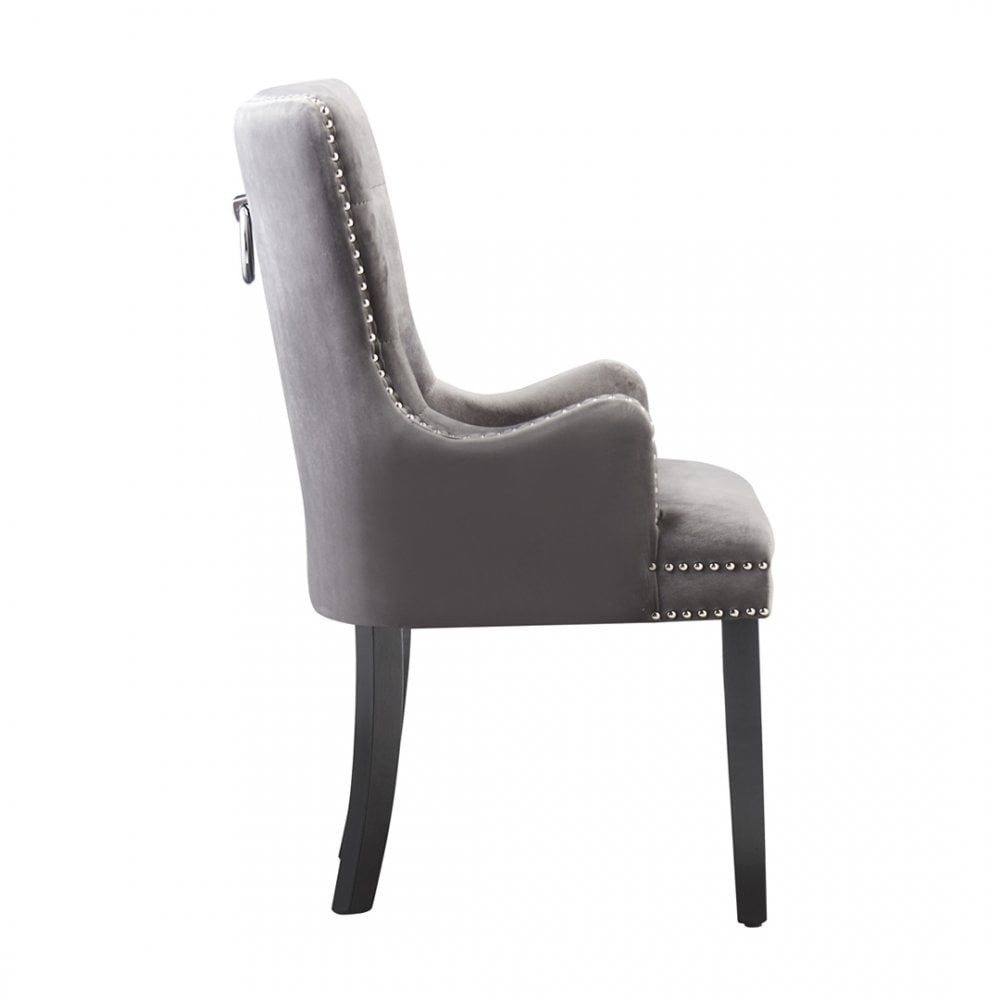 LUX Knocker Back Velvet Dining Chair w/ Armrests