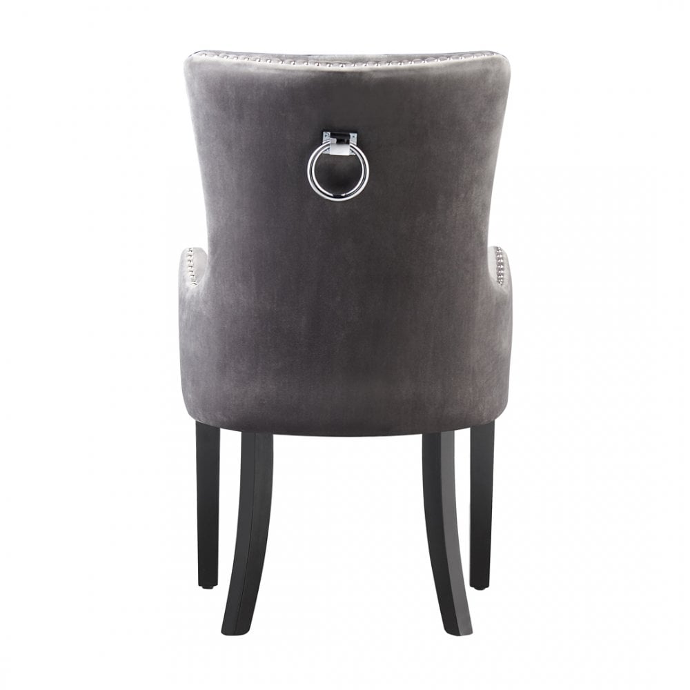 LUX Knocker Back Velvet Dining Chair w/ Armrests