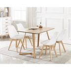 Scandinavian-inspired Dining Table -Easy Clean Wooden Table Top with Wooden Legs