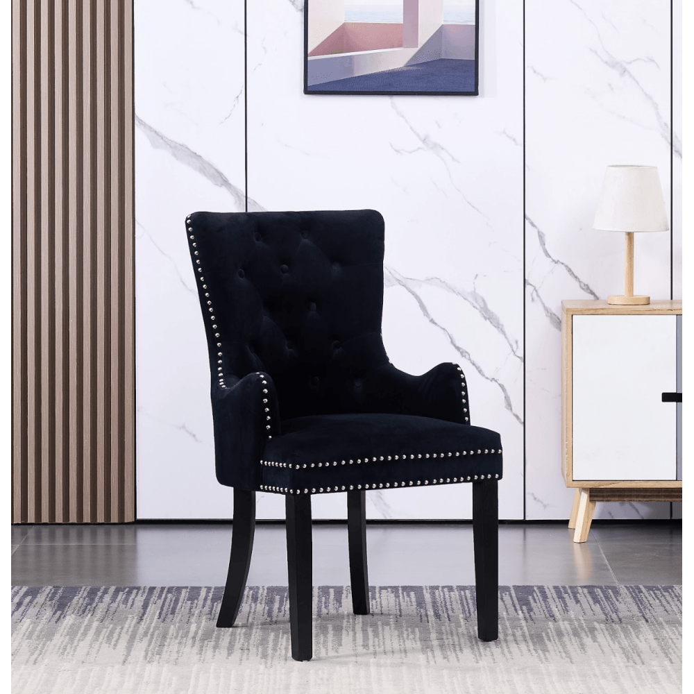 LUX Knocker Back Velvet Dining Chair w/ Armrests