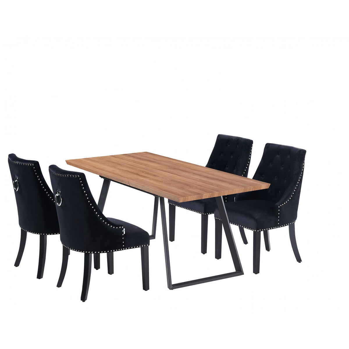 Toga Lux Dining Set | a Brown Table and Set of 4 Chairs Black