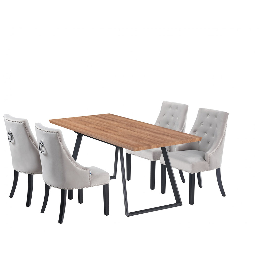 Toga Lux Dining Set | a Brown Table and Set of 4 Chairs Light Grey