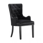 LUX Knocker Back Velvet Dining Chair w/ Armrests Black Single