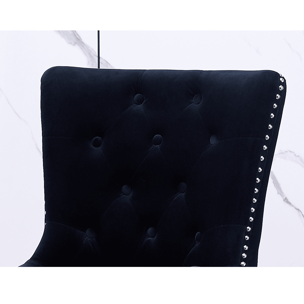 LUX Knocker Back Velvet Dining Chair w/ Armrests