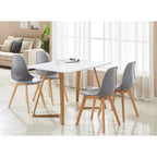 Scandinavian-inspired Dining Table -Easy Clean Wooden Table Top with Wooden Legs