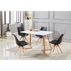 Scandinavian-inspired Dining Table -Easy Clean Wooden Table Top with Wooden Legs