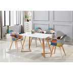 Scandinavian-inspired Dining Table -Easy Clean Wooden Table Top with Wooden Legs