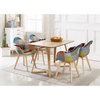 Scandinavian-inspired Dining Table -Easy Clean Wooden Table Top with Wooden Legs