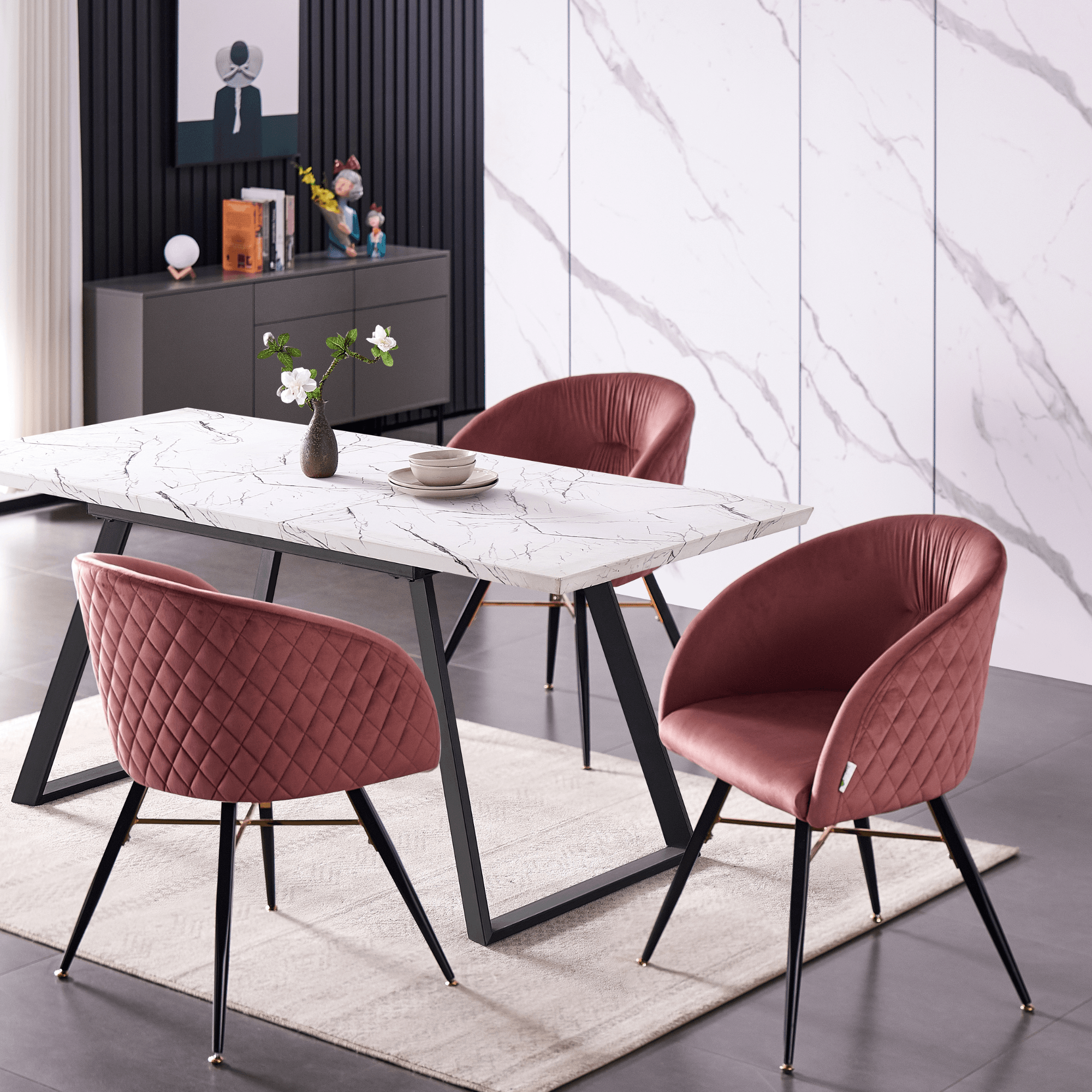 LUX Velvet Dining Chair with Metal Legs - Perfect for Dining Room Living Room