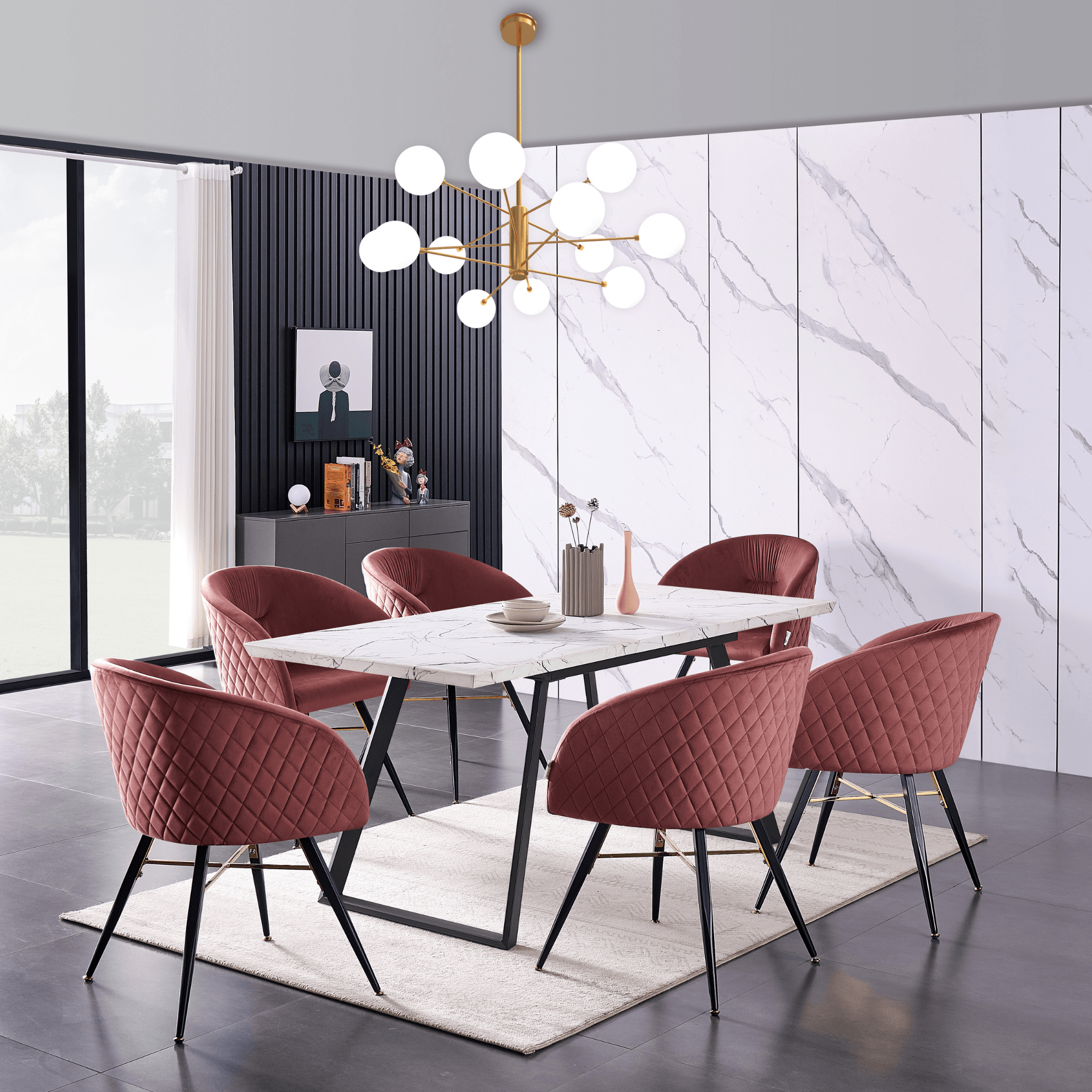 LUX Velvet Dining Chair with Metal Legs - Perfect for Dining Room Living Room