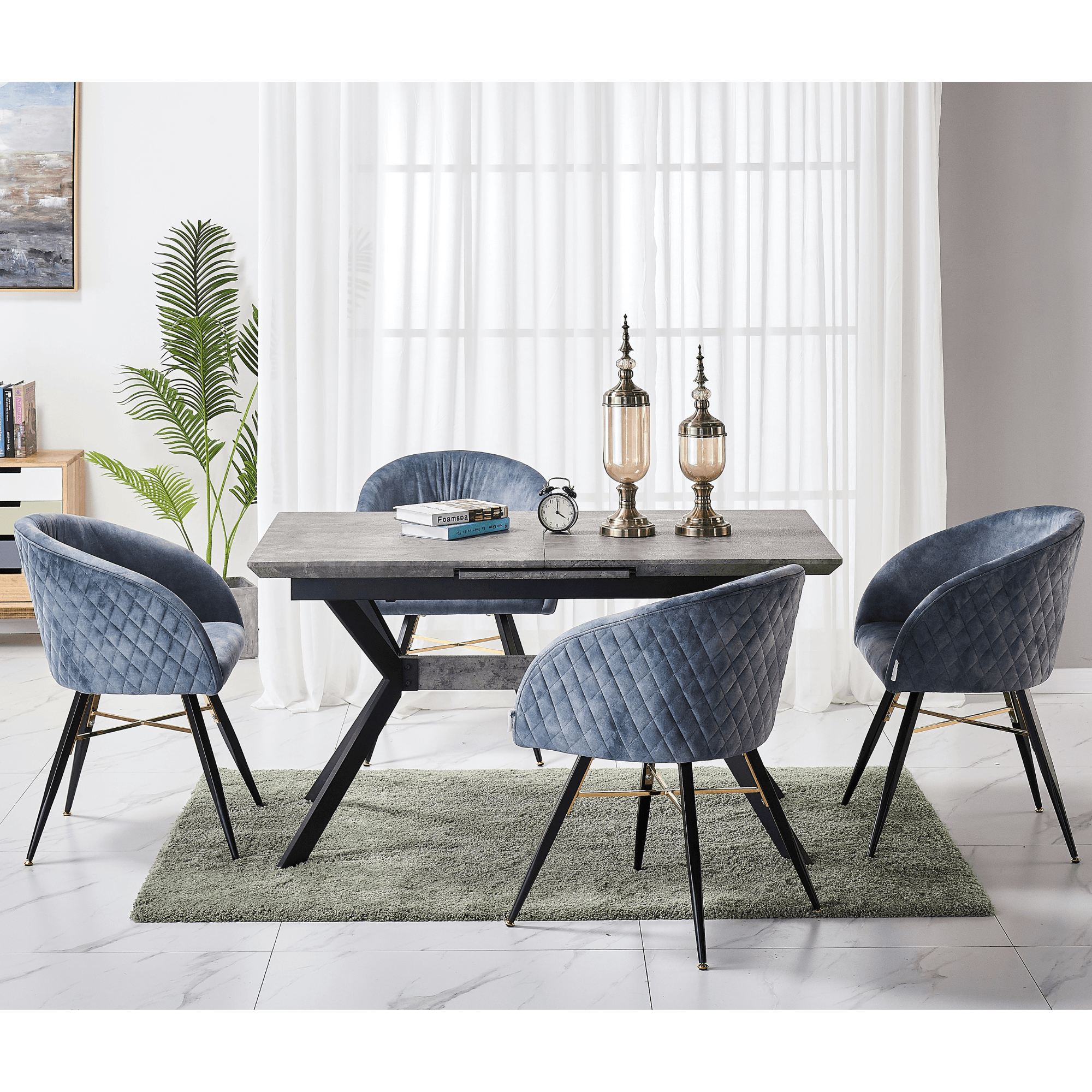 LUX Velvet Dining Chair with Metal Legs - Perfect for Dining Room Living Room