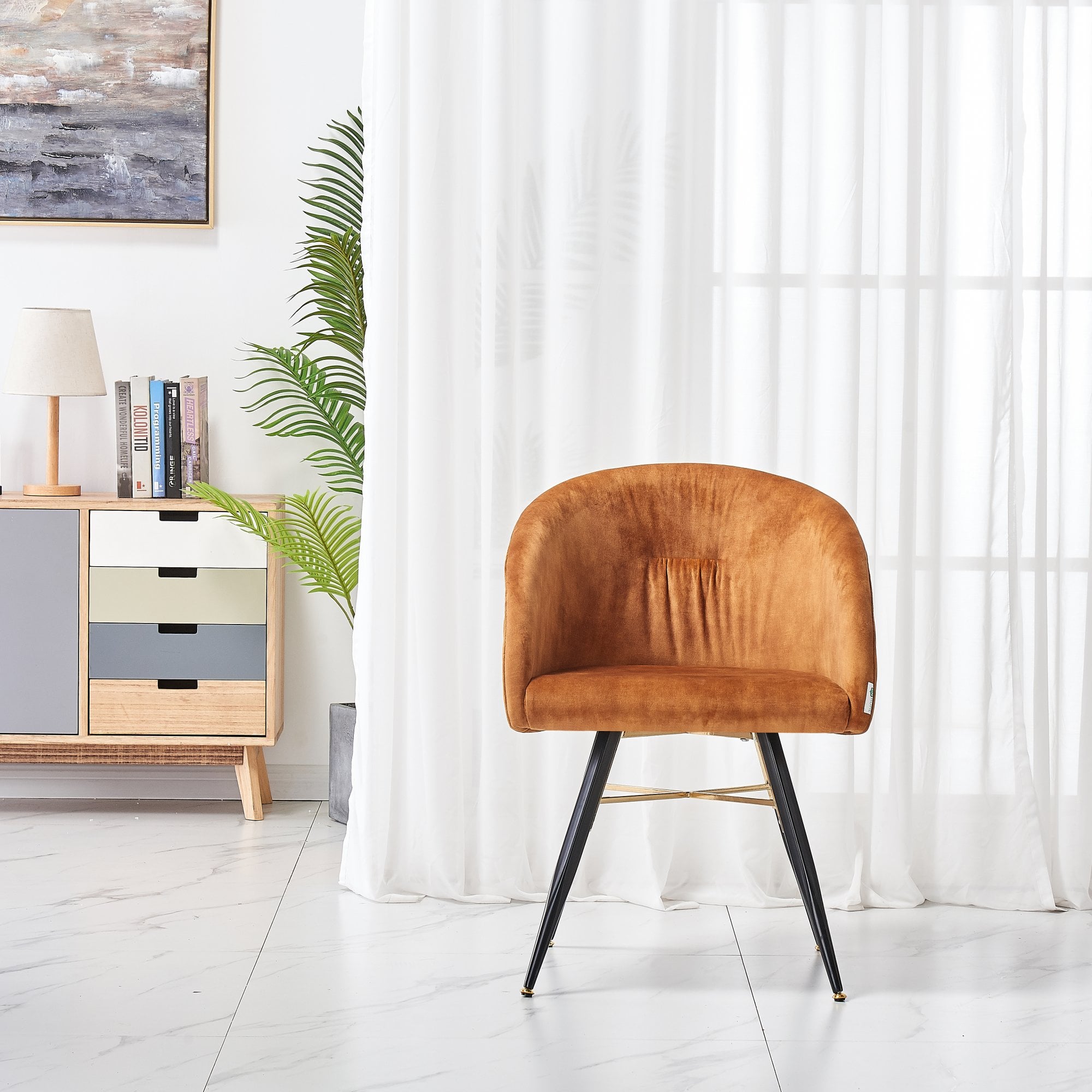 LUX Velvet Dining Chair with Metal Legs - Perfect for Dining Room Living Room