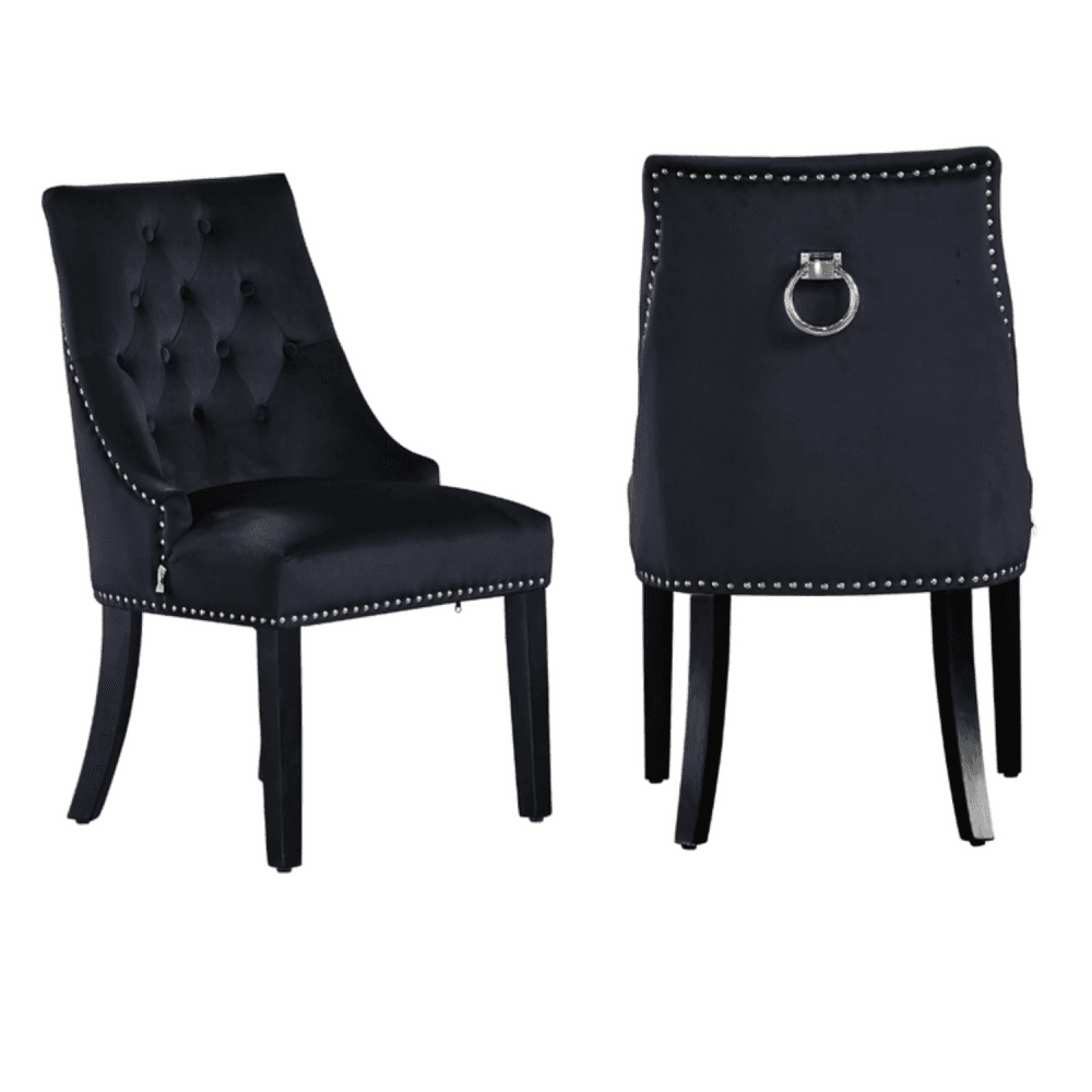 LUX Velvet Dining Chair Set of 2 Black set of 2
