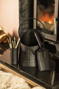 Fireside Coal Bucket & Match Canister - Black