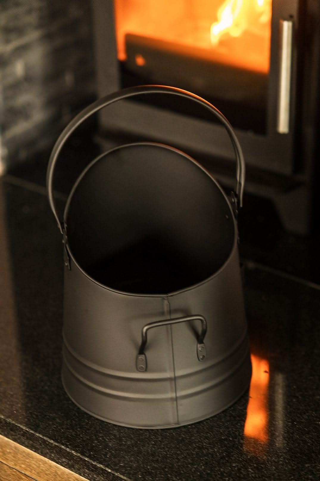 Fireside Coal Bucket & Match Canister - Black