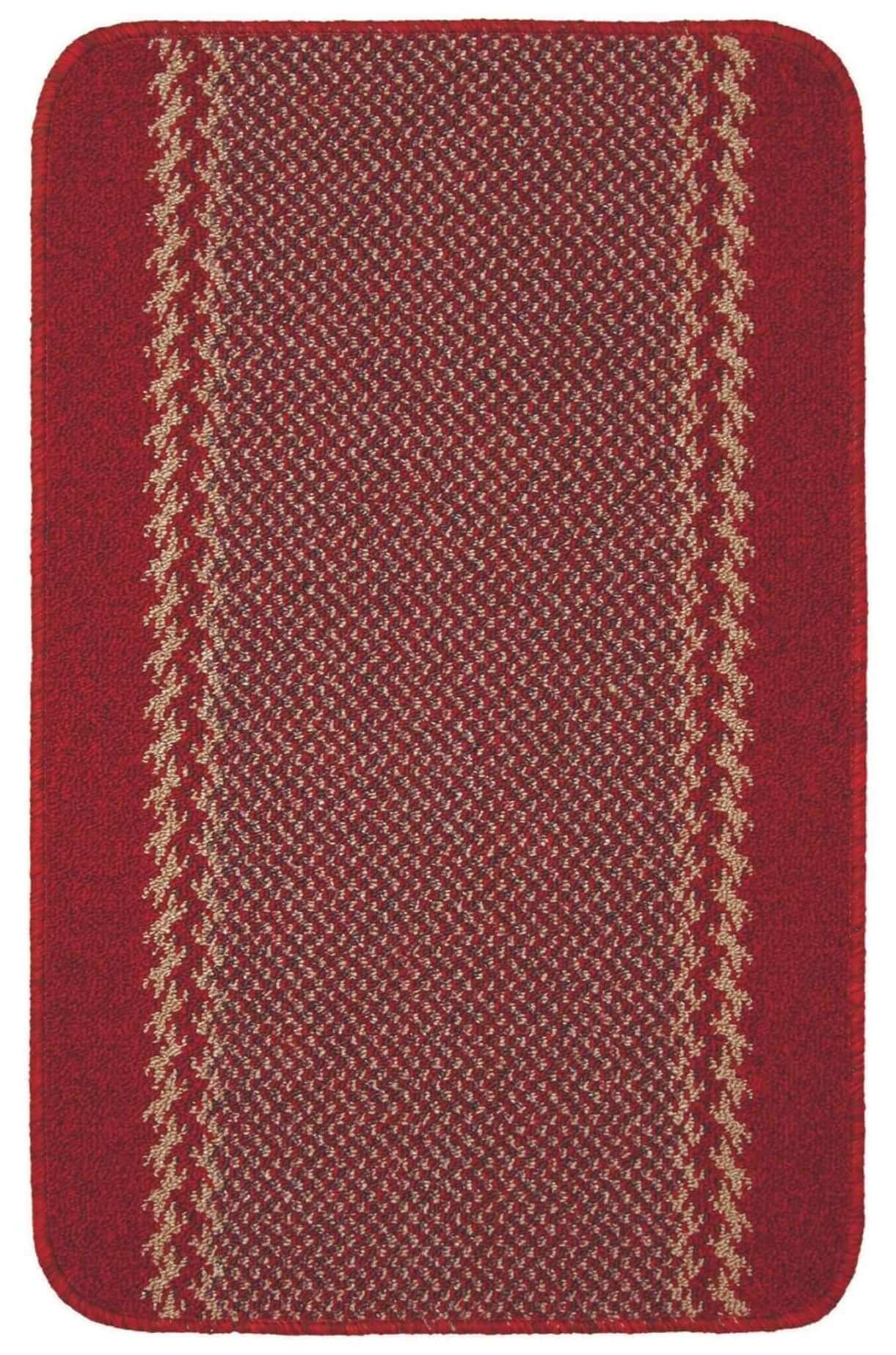 Washable Designer Bordered Red Rug