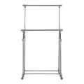 Grey and Chrome Finish Double Clothes Hanging Rail with Wheels