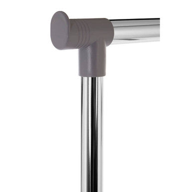 Grey and Chrome Finish Double Clothes Hanging Rail with Wheels