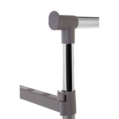 Grey and Chrome Finish Double Clothes Hanging Rail with Wheels