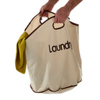 Cream Polyester Laundry Bag