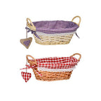Willow Bread Basket with Purple Gingham Lining